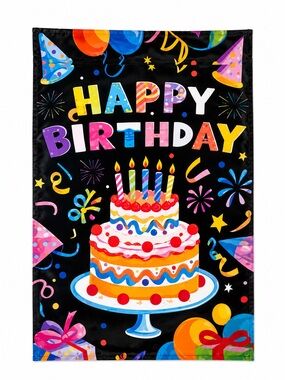 Happy Birthday Double Sided Garden Flag 12x18 NWT